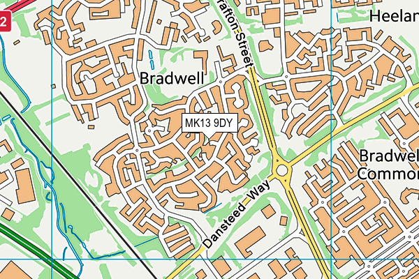 MK13 9DY map - OS VectorMap District (Ordnance Survey)