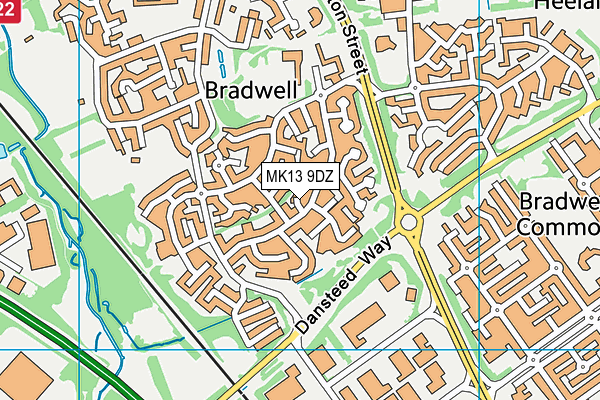 MK13 9DZ map - OS VectorMap District (Ordnance Survey)