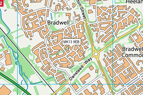 MK13 9EB map - OS VectorMap District (Ordnance Survey)