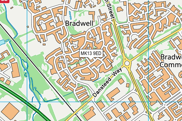 MK13 9ED map - OS VectorMap District (Ordnance Survey)