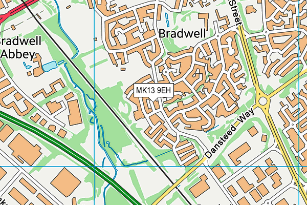 MK13 9EH map - OS VectorMap District (Ordnance Survey)