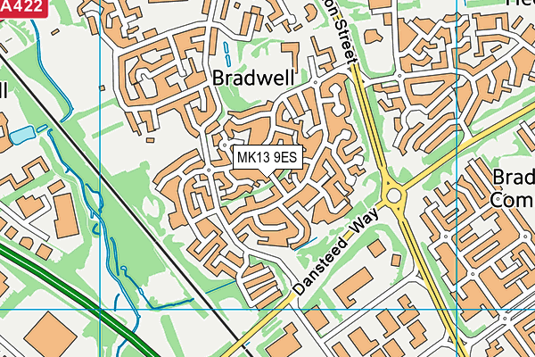 MK13 9ES map - OS VectorMap District (Ordnance Survey)