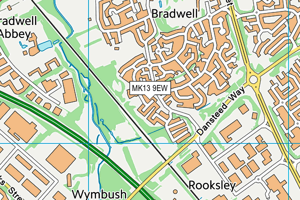 MK13 9EW map - OS VectorMap District (Ordnance Survey)