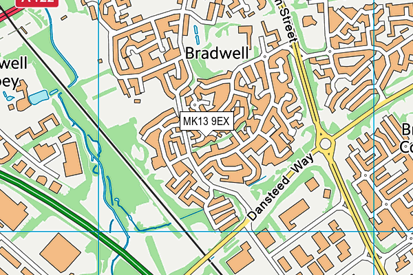 MK13 9EX map - OS VectorMap District (Ordnance Survey)