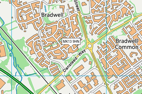 MK13 9HN map - OS VectorMap District (Ordnance Survey)