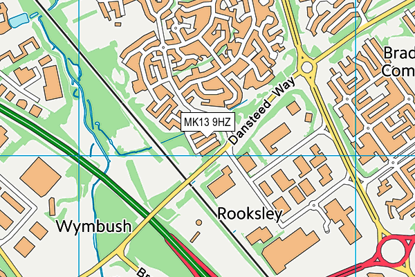 MK13 9HZ map - OS VectorMap District (Ordnance Survey)