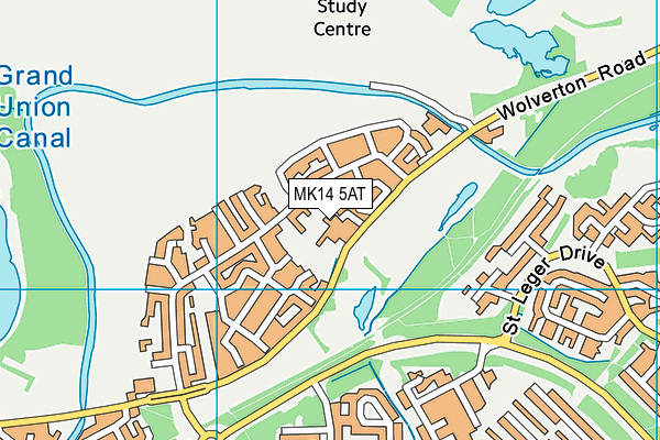 MK14 5AT map - OS VectorMap District (Ordnance Survey)