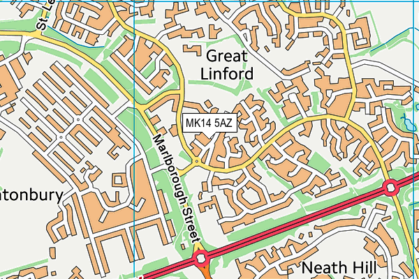 MK14 5AZ map - OS VectorMap District (Ordnance Survey)