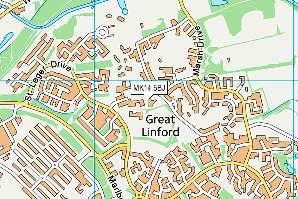 MK14 5BJ map - OS VectorMap District (Ordnance Survey)