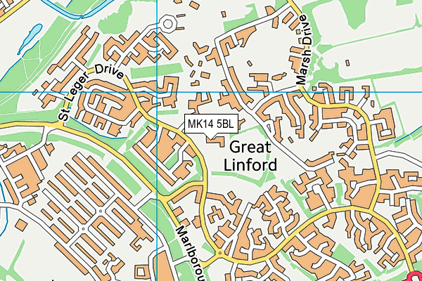 Great Linford Primary School map (MK14 5BL) - OS VectorMap District (Ordnance Survey)