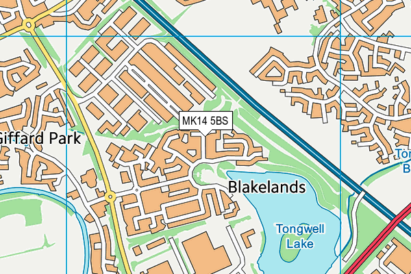 MK14 5BS map - OS VectorMap District (Ordnance Survey)