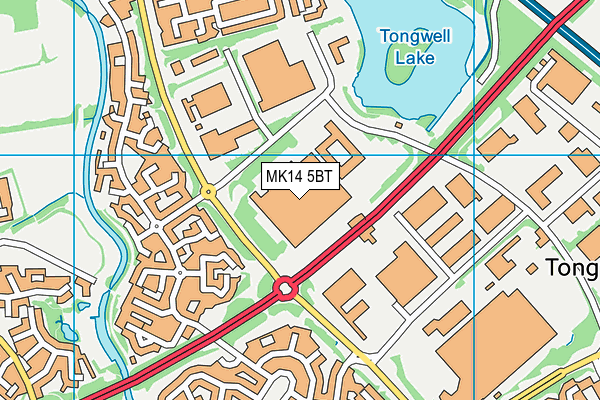 MK14 5BT map - OS VectorMap District (Ordnance Survey)