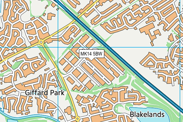 MK14 5BW map - OS VectorMap District (Ordnance Survey)