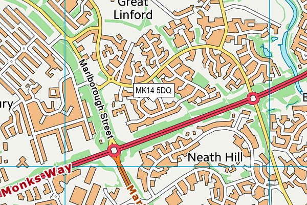 MK14 5DQ map - OS VectorMap District (Ordnance Survey)