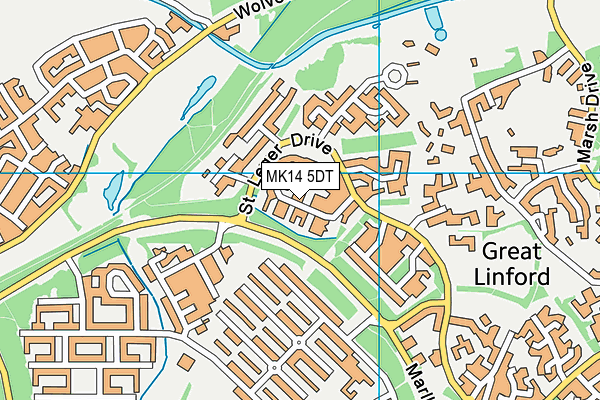MK14 5DT map - OS VectorMap District (Ordnance Survey)
