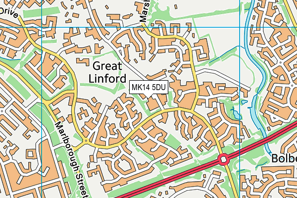 MK14 5DU map - OS VectorMap District (Ordnance Survey)