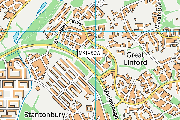 MK14 5DW map - OS VectorMap District (Ordnance Survey)