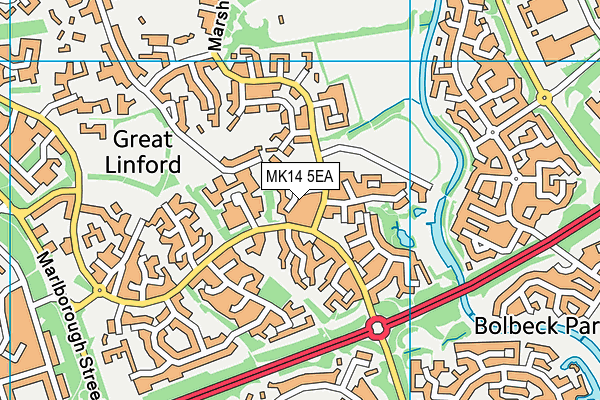 MK14 5EA map - OS VectorMap District (Ordnance Survey)