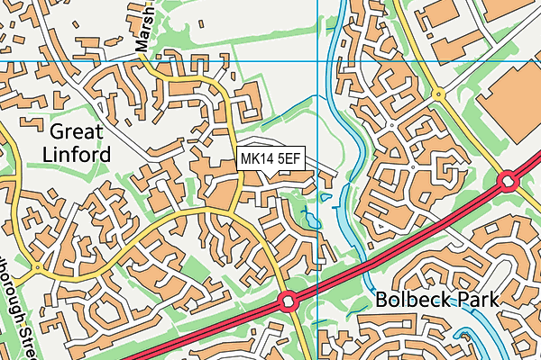 MK14 5EF map - OS VectorMap District (Ordnance Survey)