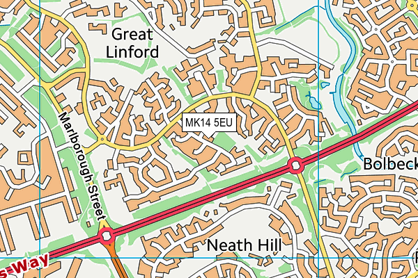 MK14 5EU map - OS VectorMap District (Ordnance Survey)