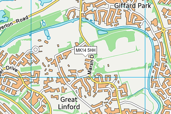 Marsh Drive Sports Ground map (MK14 5HH) - OS VectorMap District (Ordnance Survey)