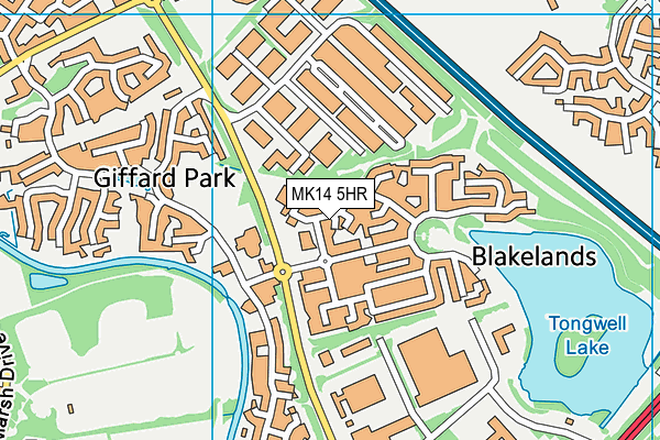 MK14 5HR map - OS VectorMap District (Ordnance Survey)