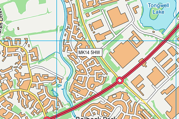 MK14 5HW map - OS VectorMap District (Ordnance Survey)