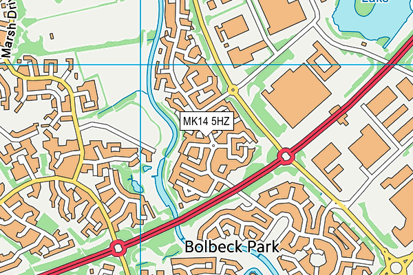 MK14 5HZ map - OS VectorMap District (Ordnance Survey)