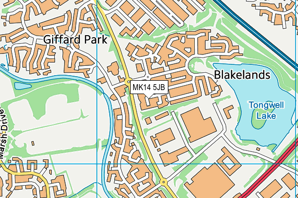 MK14 5JB map - OS VectorMap District (Ordnance Survey)