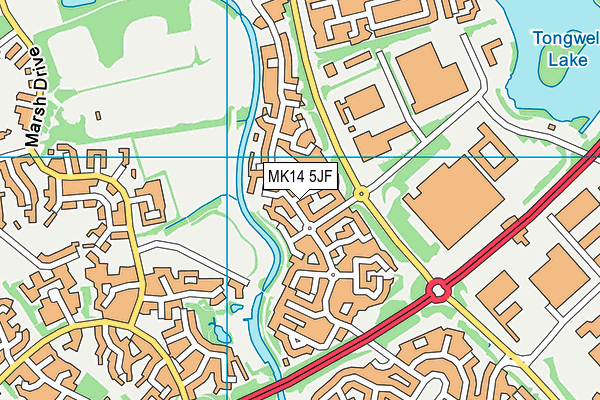 MK14 5JF map - OS VectorMap District (Ordnance Survey)
