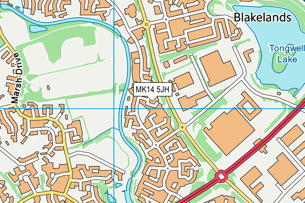 MK14 5JH map - OS VectorMap District (Ordnance Survey)