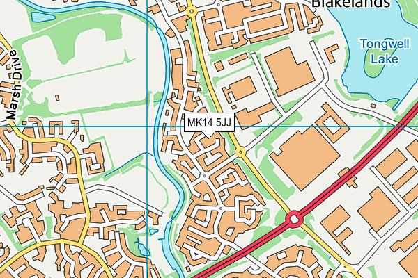 MK14 5JJ map - OS VectorMap District (Ordnance Survey)