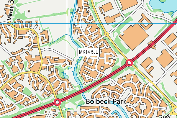 MK14 5JL map - OS VectorMap District (Ordnance Survey)