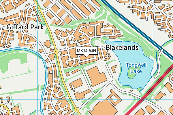 MK14 5JN map - OS VectorMap District (Ordnance Survey)