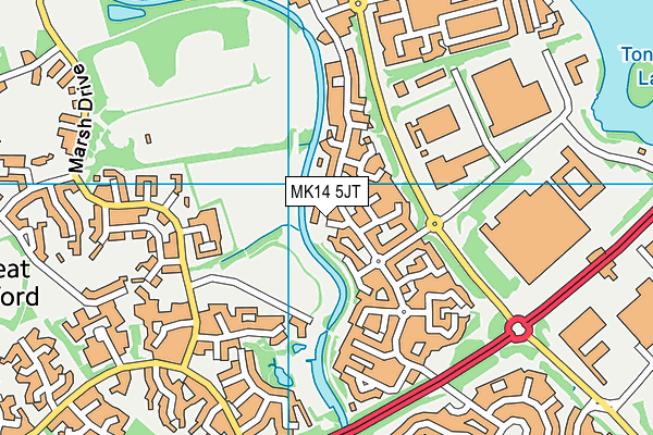 MK14 5JT map - OS VectorMap District (Ordnance Survey)