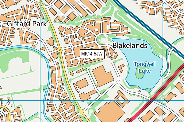 MK14 5JW map - OS VectorMap District (Ordnance Survey)