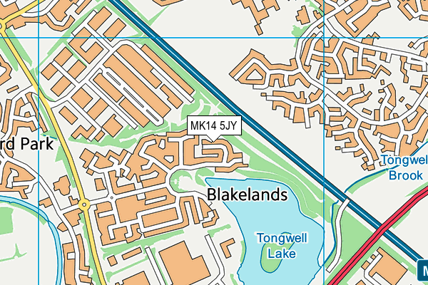 MK14 5JY map - OS VectorMap District (Ordnance Survey)