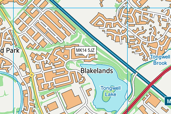 MK14 5JZ map - OS VectorMap District (Ordnance Survey)