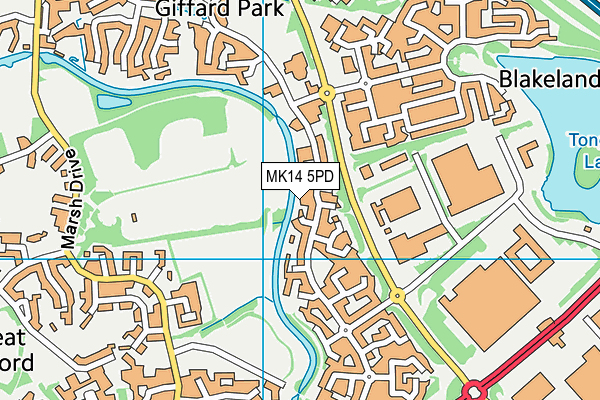 MK14 5PD map - OS VectorMap District (Ordnance Survey)