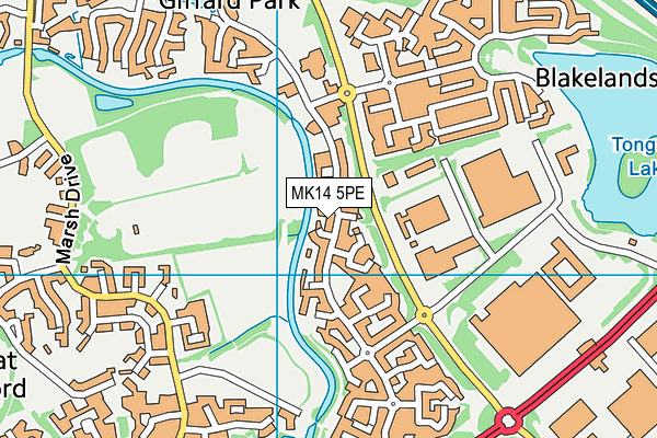MK14 5PE map - OS VectorMap District (Ordnance Survey)