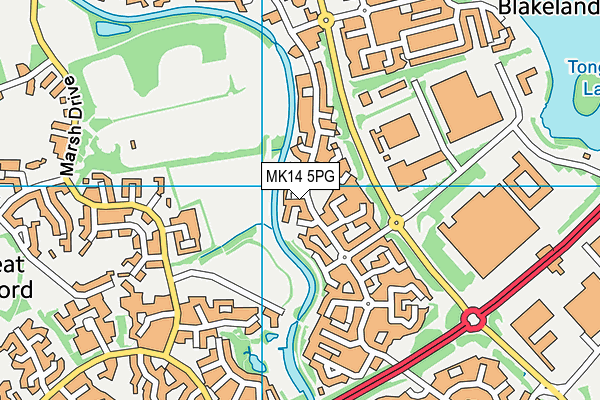 MK14 5PG map - OS VectorMap District (Ordnance Survey)