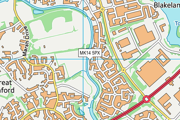 MK14 5PX map - OS VectorMap District (Ordnance Survey)