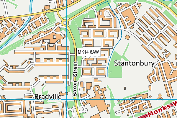 MK14 6AW map - OS VectorMap District (Ordnance Survey)