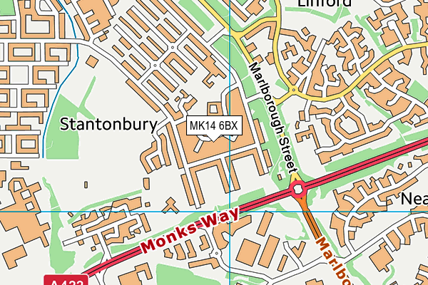 MK14 6BX map - OS VectorMap District (Ordnance Survey)