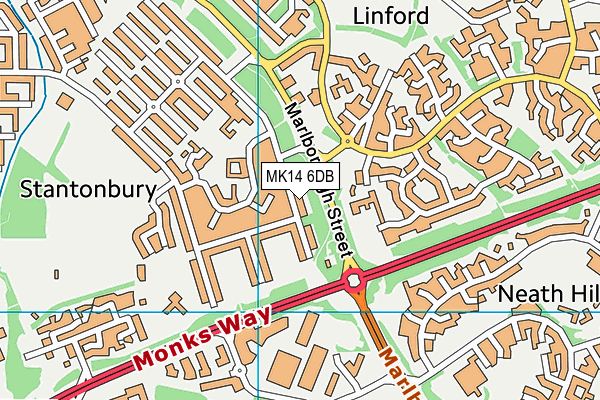 MK14 6DB map - OS VectorMap District (Ordnance Survey)