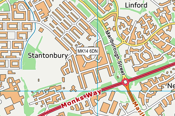 MK14 6DN map - OS VectorMap District (Ordnance Survey)