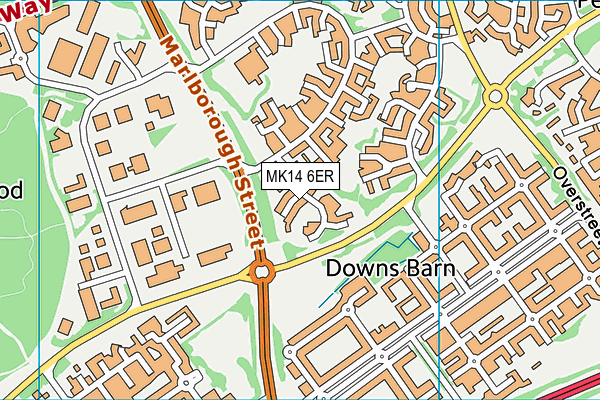 MK14 6ER map - OS VectorMap District (Ordnance Survey)