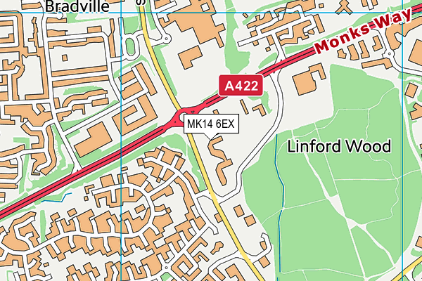 MK14 6EX map - OS VectorMap District (Ordnance Survey)