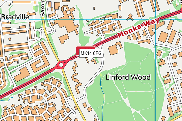 MK14 6FG map - OS VectorMap District (Ordnance Survey)