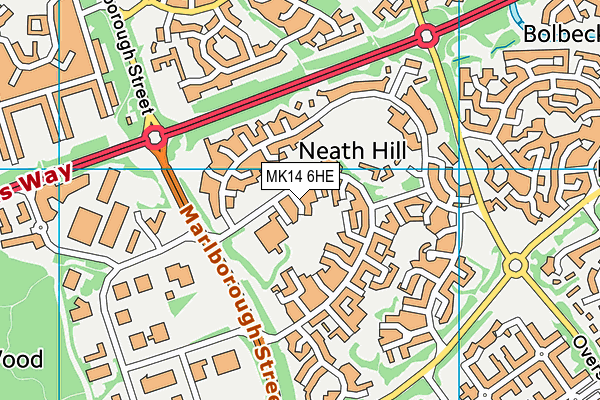 MK14 6HE map - OS VectorMap District (Ordnance Survey)